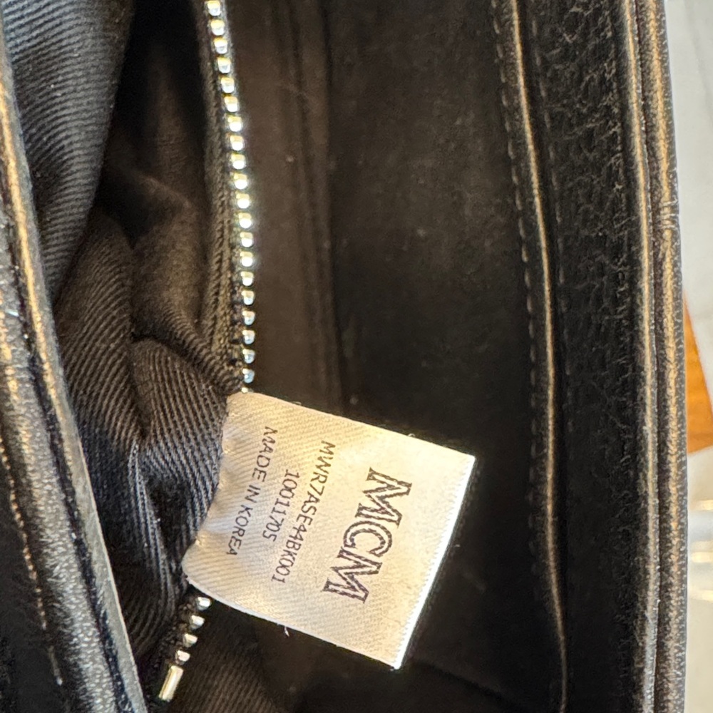 MCM Black Embossed Leather Visetos Crossbody Bag with Silver Hardware - Picture 14 of 16